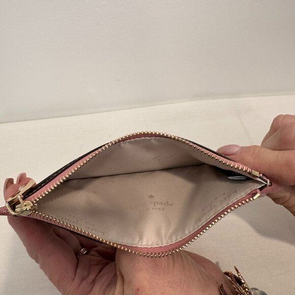 NWOT Kate Spade Pink Glitter Cardholder Wallet With Zip Pocket - Picture 7 of 10